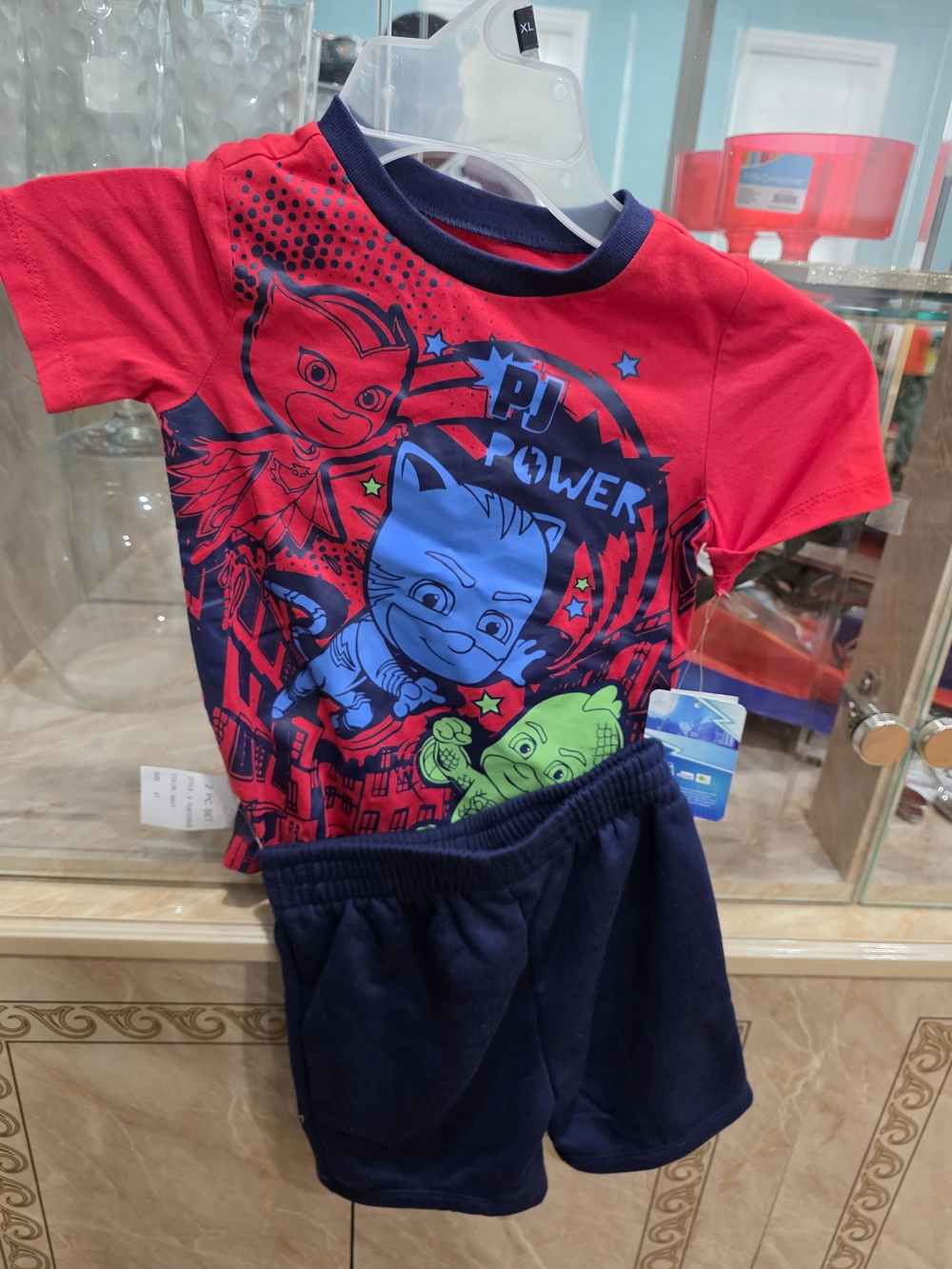 PJ Masks Red & Navy Boys' Character Tee and Shorts Set